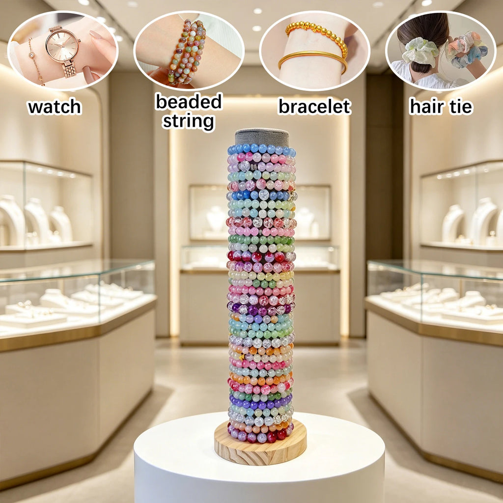 1pc velvet multi-color bracelet jewelry storage rack with vertically stacked tabletop and wooden solid wood base storage rack Oasis Select