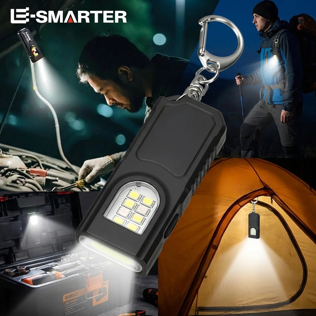 USB Rechargeable Multifunctional Keychain Flashlight Mini Flashlight With COB Work Light Keyring Camping Walking Pocket Lamp Oasis Select