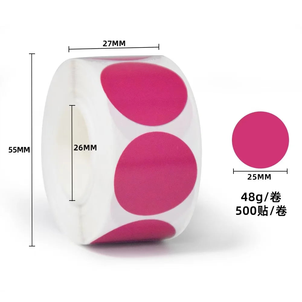 Colored Dot Stickers, Labels Circle Dots Labels Circle Stickers for Office,Classroom,Family（Etc - 10 Colors, 500 Labels/Roll） Oasis Select CORAL RED