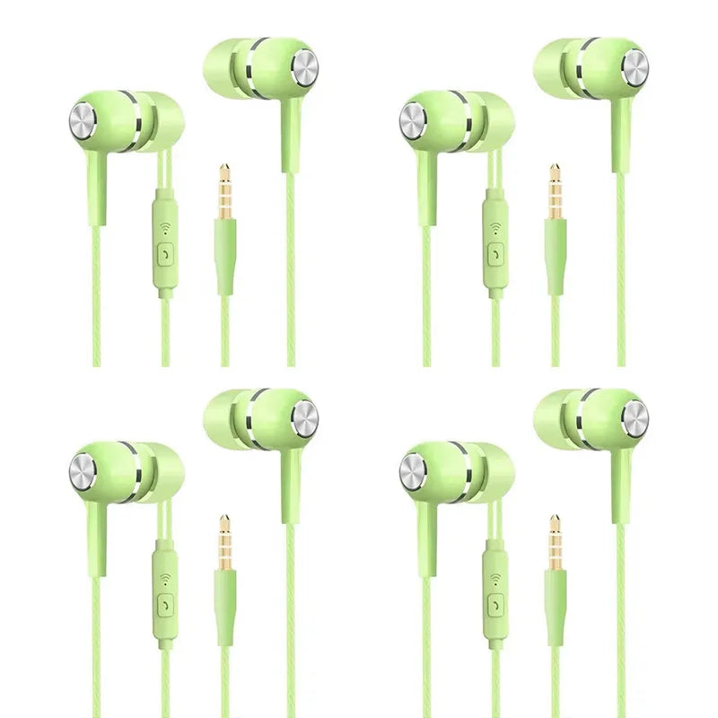 1/2/4pcs Mobile Wired Headphones Sport Earphone In Ear 3.5 Sport Earbuds Headset Mic Music Earphones for Phones Oasis Select Green-4pcs