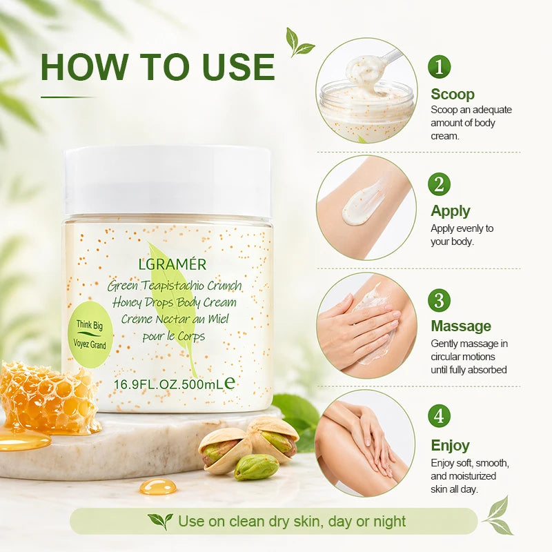Green Tea Honey Body Cream – 24-Hour Moisturizing Lotion 500ml