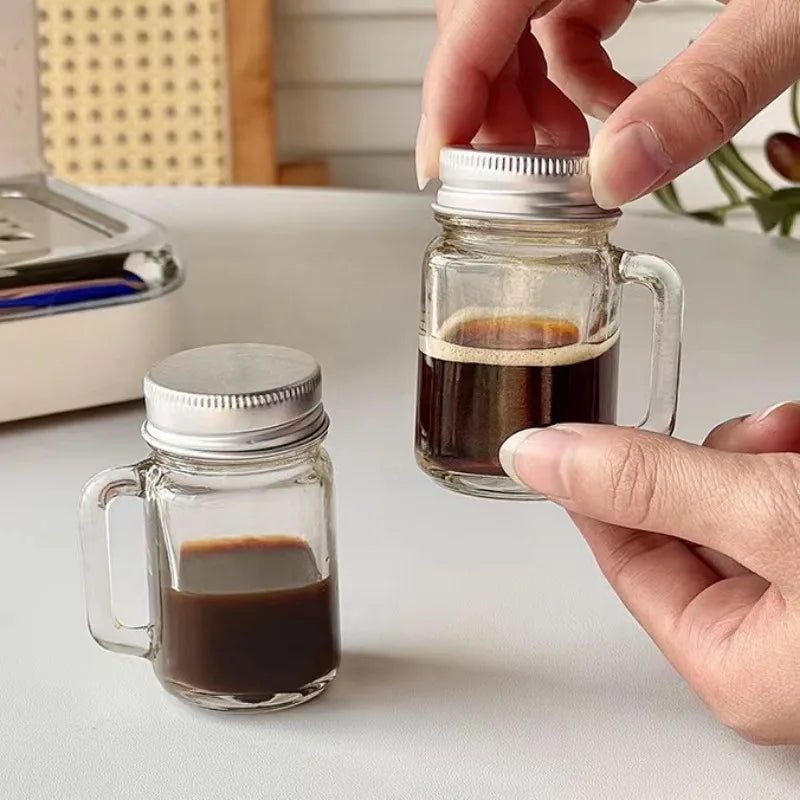 2/4/6Pcs 35ml Mini Glass Sealed Bottle for Jam Honey Coffee Concentrate Milk Juice Leakproof Bottle with Lid Portable Empty Jar Oasis Select