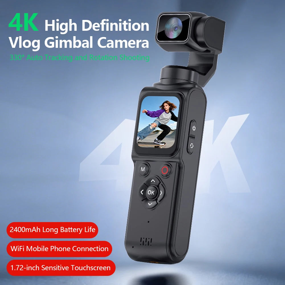 4K WiFi Action Camera – 330° Rotation, Face Tracking & Touch Screen