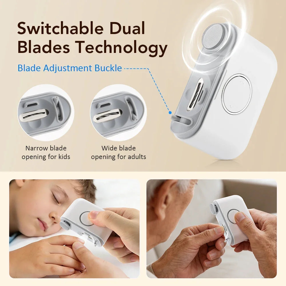 2-in-1 Electric Nail Clipper & Polisher | LED, Dual Heads, Kids & Adults