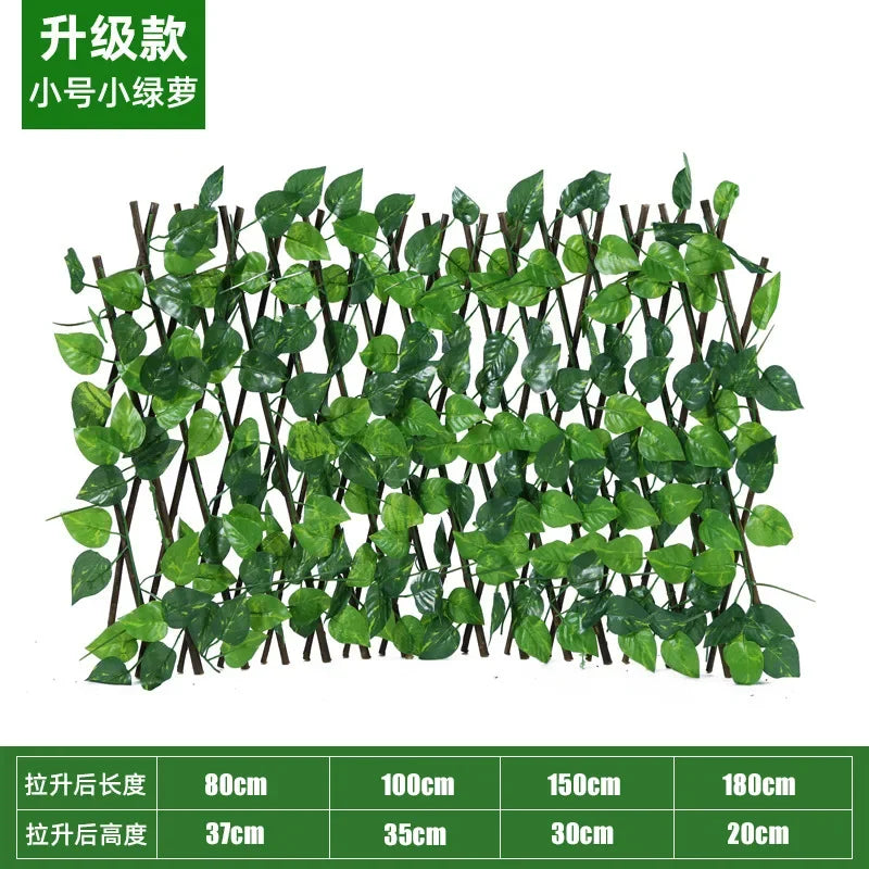 Artificial Garden Retractable Fence, Expandable Faux Green Leaf Screen Panels, Rattan Outdoor Hedge Vines, Climbing Frame Decor Oasis Select XLL 40CM
