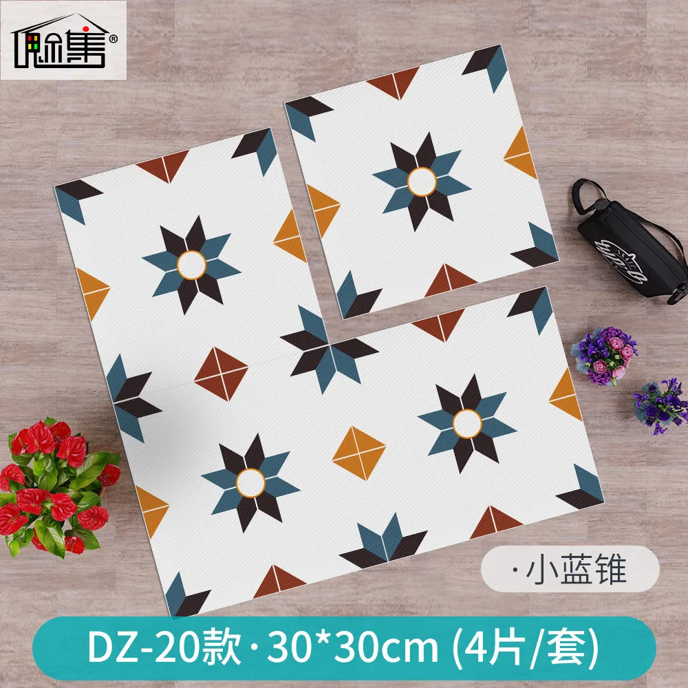 Kitchen Bathroom Oil Waterproof Non-slip Twill Floor Paste Bathroom Bedroom Living Room DIY Floor Paste Stickers Oasis Select DZ-20 30cmx30cm(4pcs-1set)