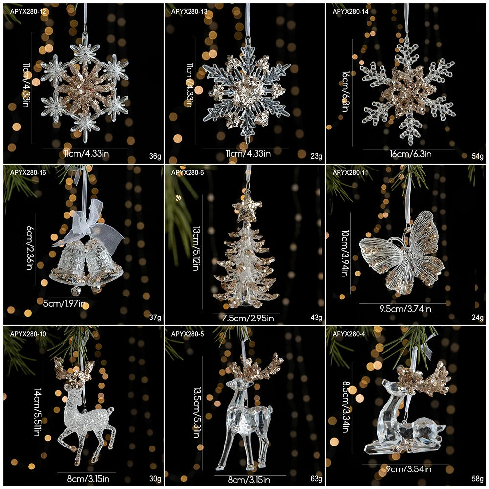 Crystal Acrylic Snowflake Christmas Ornaments – Transparent