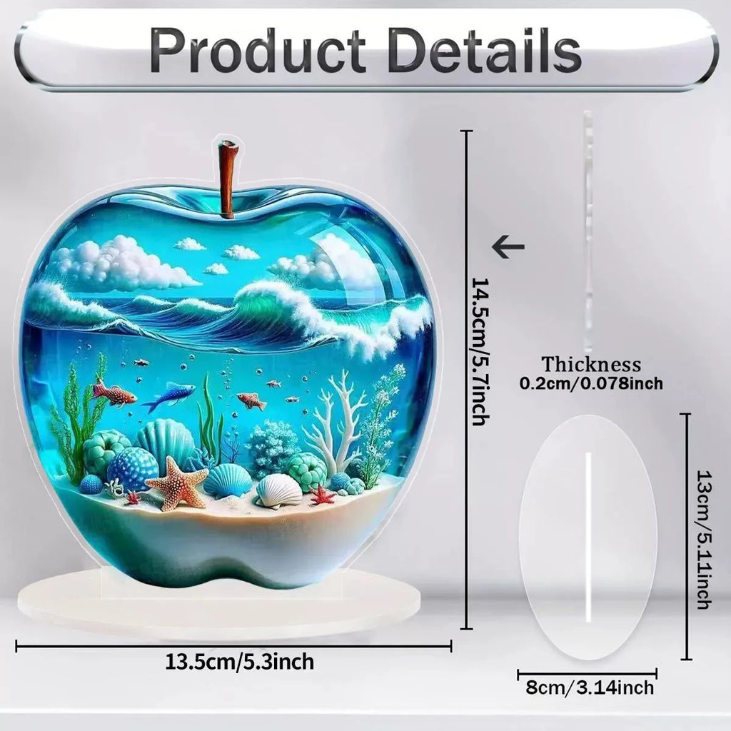 2D Acrylic for Apple Landscape Pattern Decorative Ornament for Home Living Room Entrance Tabletop Decoration Oasis Select Style1