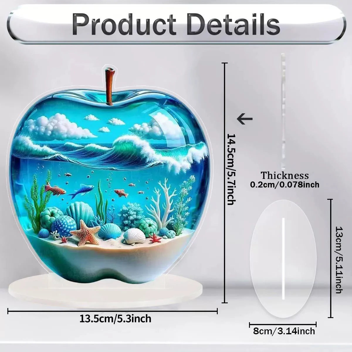 2D Acrylic for Apple Landscape Pattern Decorative Ornament for Home Living Room Entrance Tabletop Decoration Oasis Select Style1
