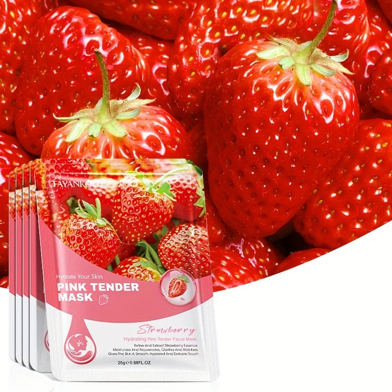 Strawberry Moisturizing Facial Mask – 9 Pc Nourishing Set Facial Sheet Mask Oasis Select