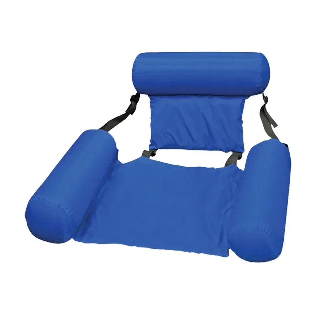 Foldable Inflatable Floating Row Pool Float Inflatable Chair Backrest Recliner Swimming Pool Water Hammock Beach Lounger Piscina Oasis Select Dark Blue