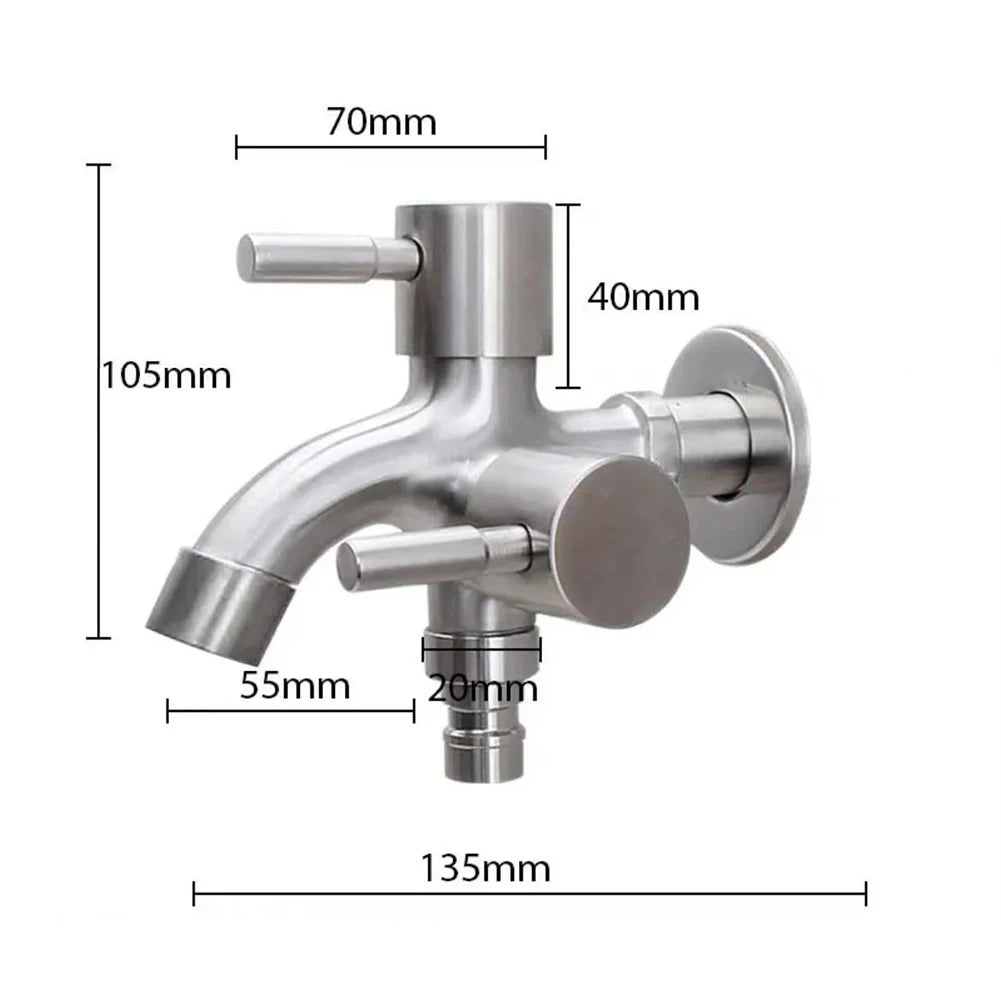 Dual Outlet Faucet – 1 Inlet 2 Outlets, Bidet & Washing Machine
