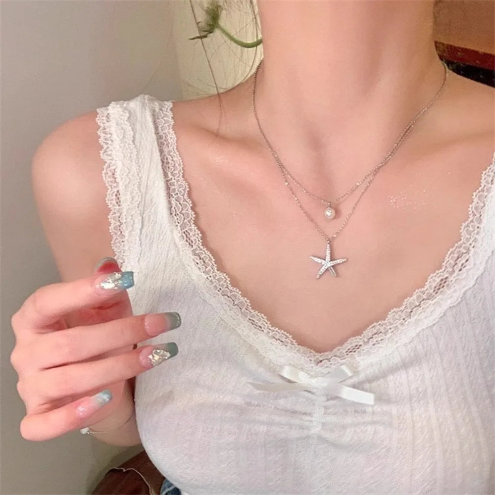 Seaside Style Sea Star Shell Beads Necklace Womens Summer Beach Vacation Neck Chain Bohemian Jewelry Accessories Gift Oasis Select 5