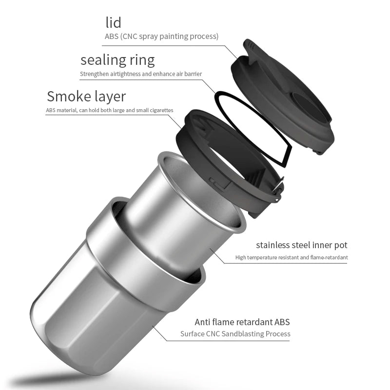 Car Ashtray 7-Color LED Light | Push-Open Coffee Cup Style