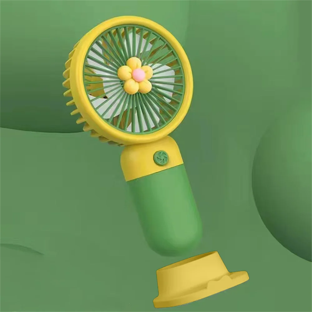 Handheld Small Fan Summer Mini USB Charging 1st Gear Fan with Lazy Stand Handheld Desktop Portable Silent Student 1PC Oasis Select Navy