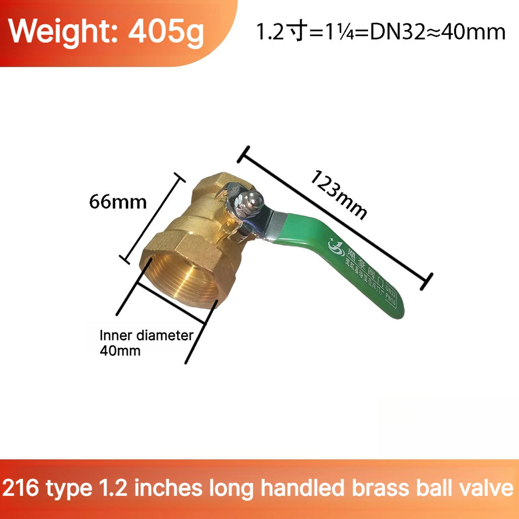 Brass Mini Ball Valve 1/2" 3/4"1inch BSP Type 216 Air Compressor Water Gas Oil Shut Off Valve Thicken Threaded Male To Female Oasis Select DN32 M