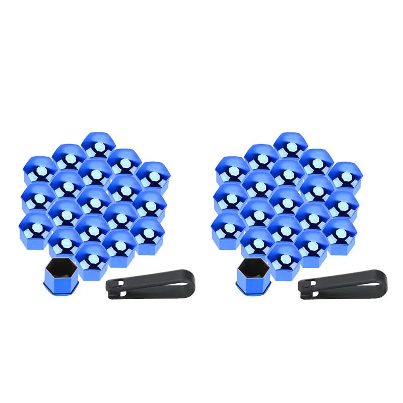 20/40Pcs Universal Anti-Rust 17 19 21mm ABS Auto Trim Tyre Wheel Nut Screw Bolt Protection Covers Cap Car Accessories Oasis Select 40Pcs plate blue 17mm