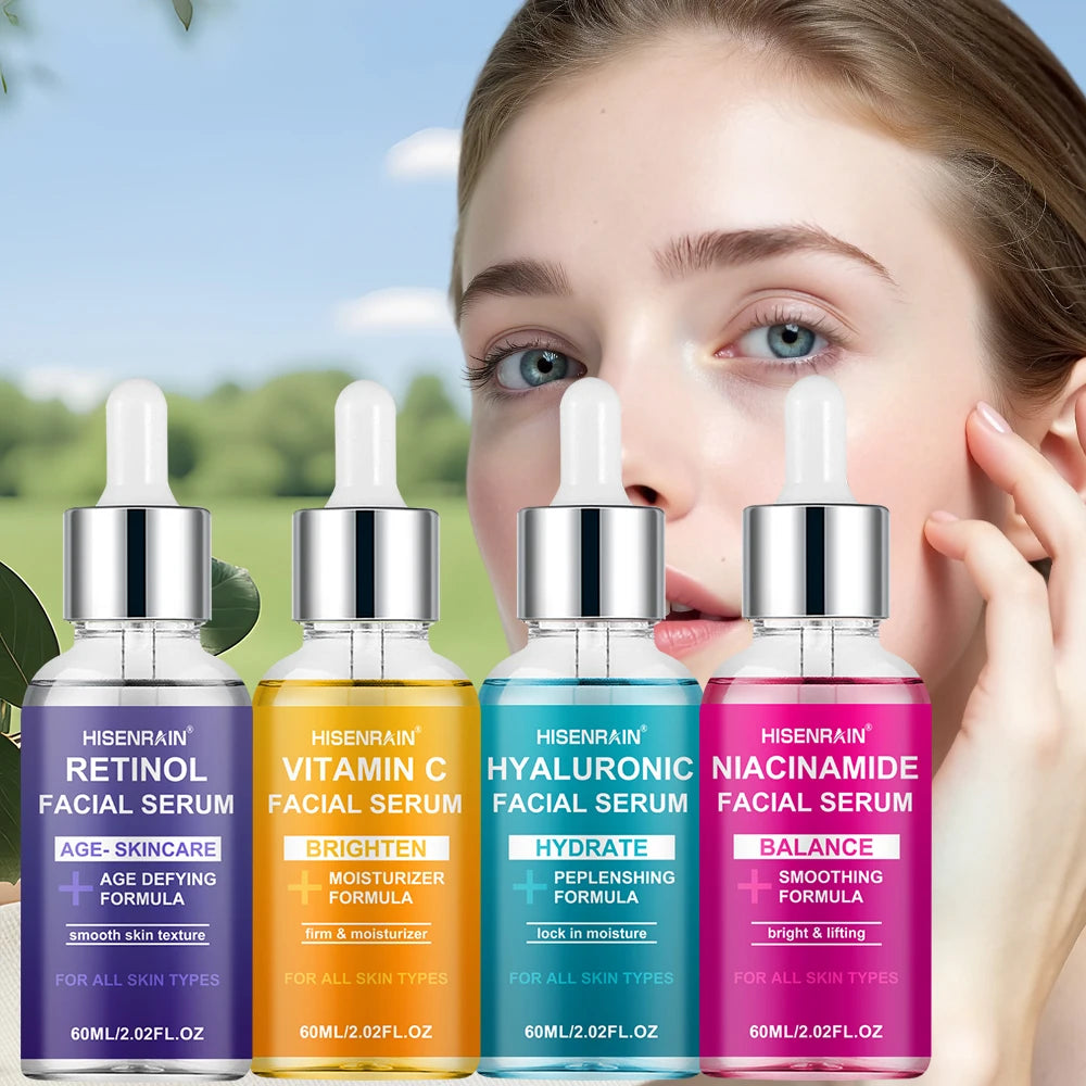 HISENRAIN Luxury Moisturizing Essence 4-Piece Set - Premium Skincare Gift for Holiday Seasons, Radiant & Hydrated Skin. Oasis Select