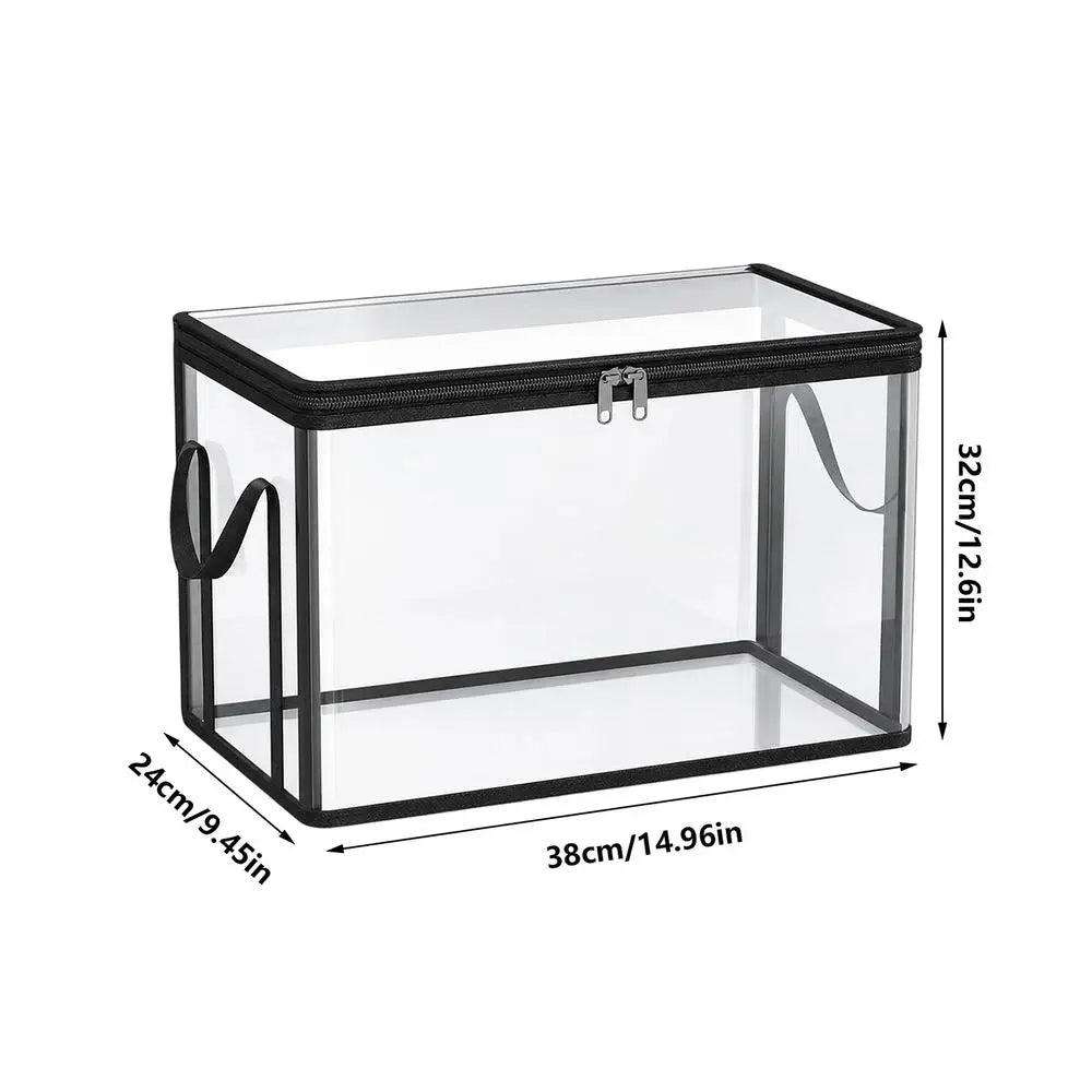 Clear Stackable Large Capacity Book Storage Box Book Storage Containers Organization Bins for Toy Snack Bedding Clothes Home Oasis Select L Black