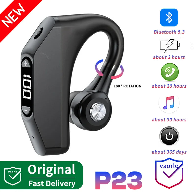 Bluetooth Business Earphones Talk/Music Time 20/30 Hours LED Digital Display With MlC Noice Cancelling Wireless Headset Oasis Select