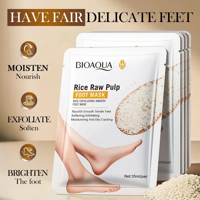 BIOAQUA White Rice Foot Peel Mask – Exfoliate & Moisturize Foot Peel Mask Oasis Select