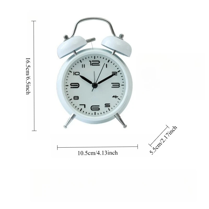 Alarm Clock Creative Metal Silent Night Light Fashion Multifunctional Personality Student Living Room Bedroom Bedside Bell Clock Oasis Select