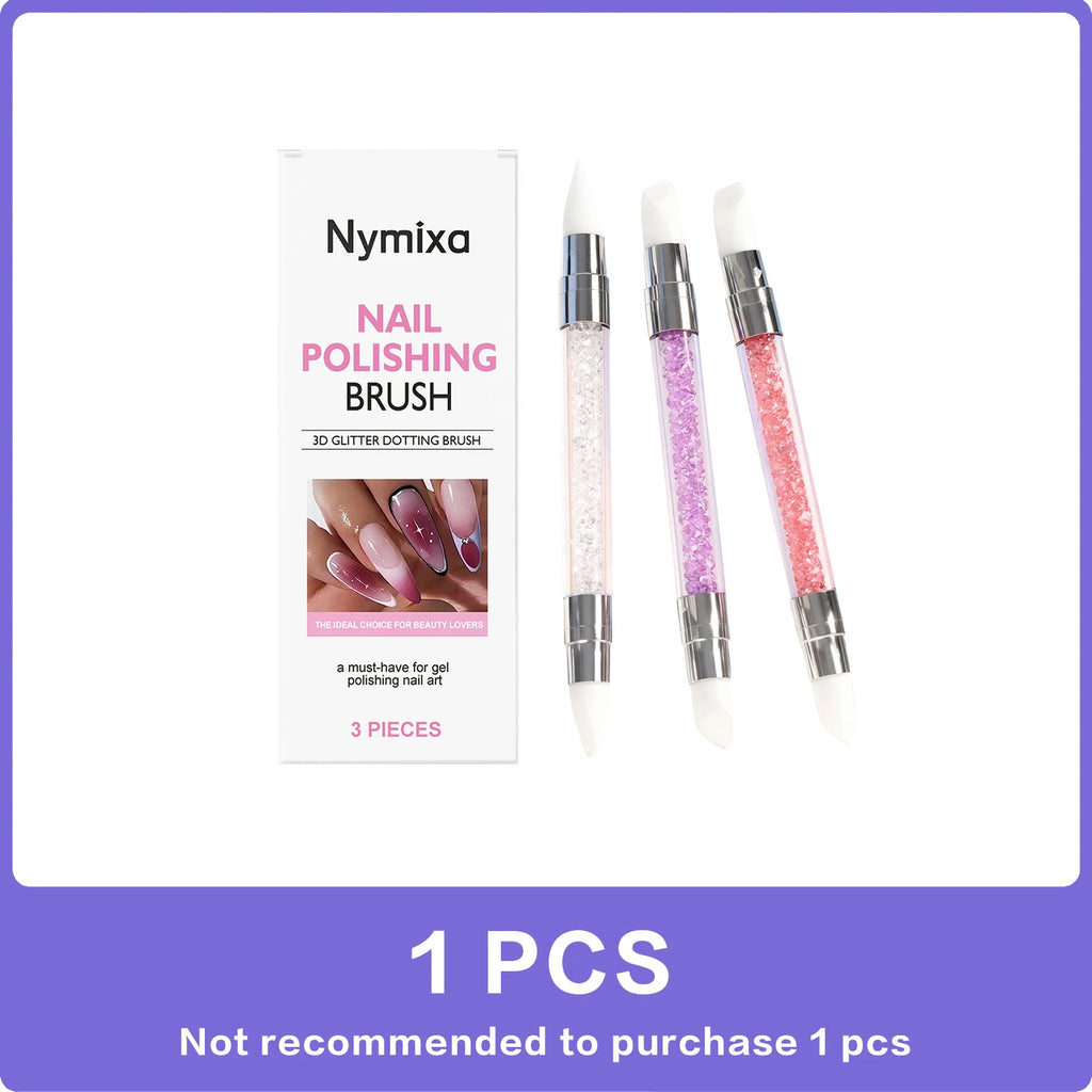 Nymixa 3-Pc Dual Head Silicone Nail Art Pen – Glitter & Dotting Nail Art Pen Set Oasis Select 1set