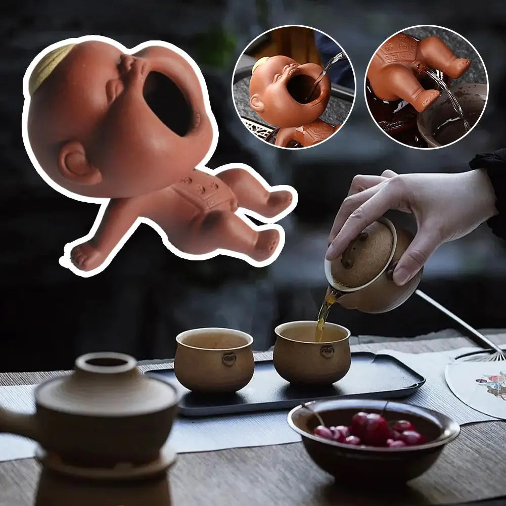 Creative Purple Clay Urinating Boy Tea Pet Fun Peeing Doll Multifunctional Home Tea Tray Kung Fu Tea Set Unique Gift Decor Oasis Select