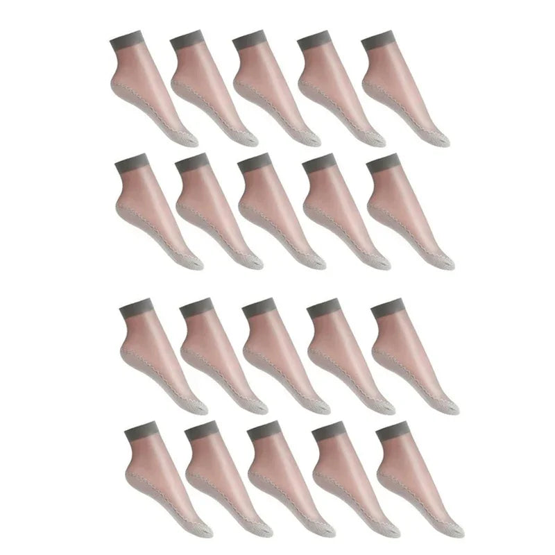 10/20pairs womens anti-slip cotton socks, sweat absorbing anti-slip cotton bottom stretch socks Oasis Select 20 Pairs Gray