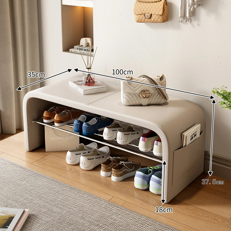 Light luxury shoe changing stool for home use, shoe wearing stool, shoe cabinet, integrated bed end stool Oasis Select Off-white 100