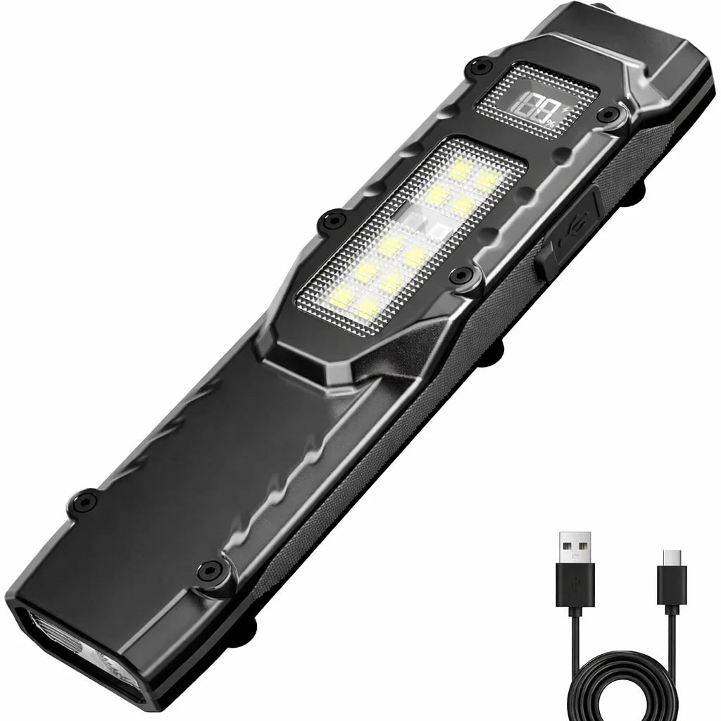8 Modes EDC Tactical Rechargeable LED Flashlight Dual-Switches Digital Display for Camping Emergency Use Oasis Select DT007 Black