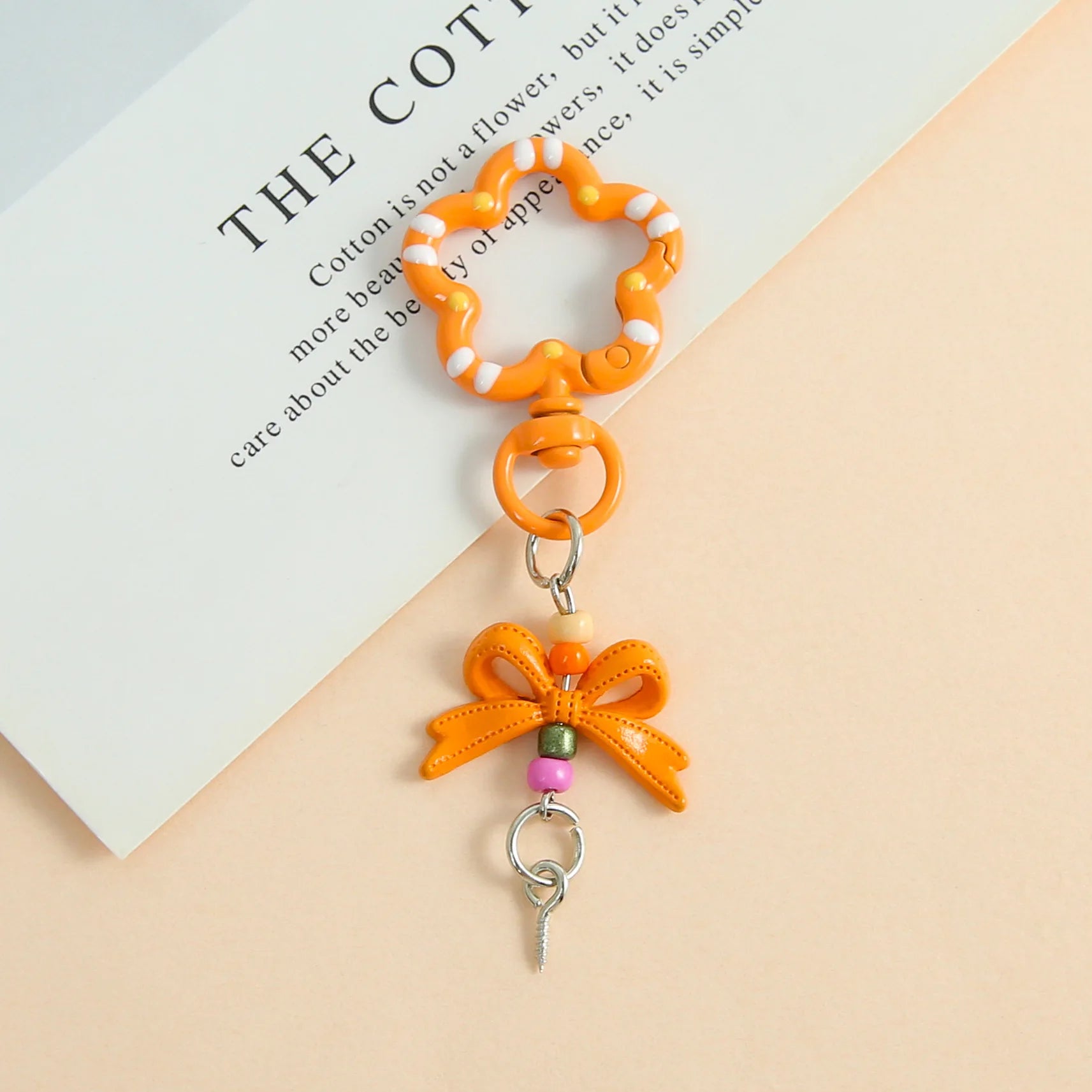 5pcs Candy Color Metal Metal Lanyard Snap Hook Lobster Clasp Bow Charms with Screw Eye Pins for DIY Keychain Crafts Jewelry Make Oasis Select Orange