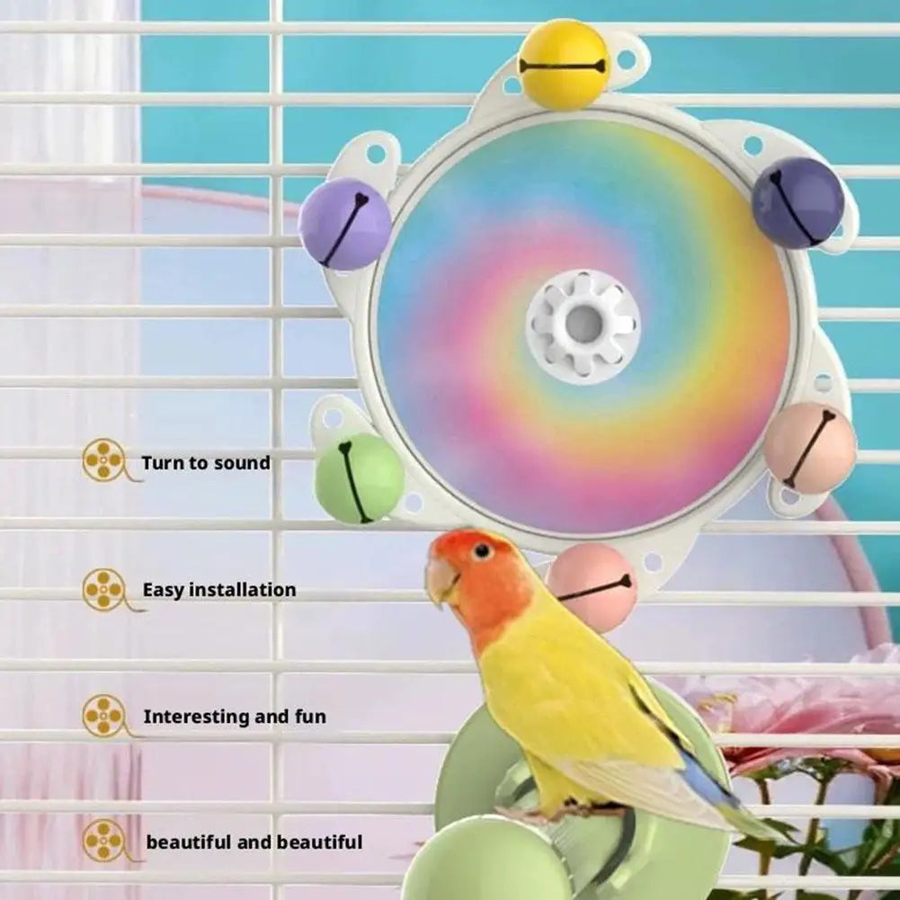 Parrot Rotating Chew Toy – Spinner Wheel with Bells & Ball Bird Cage Toy Oasis Select