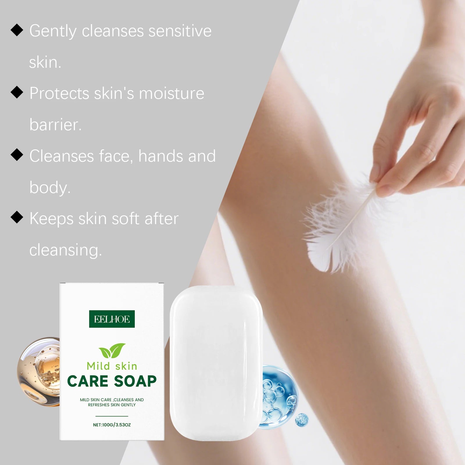 Eelhoe Fragrance-Free Soap Bar – Face, Hand & Body Sensitive Skin Cleansing Soap Bar Oasis Select