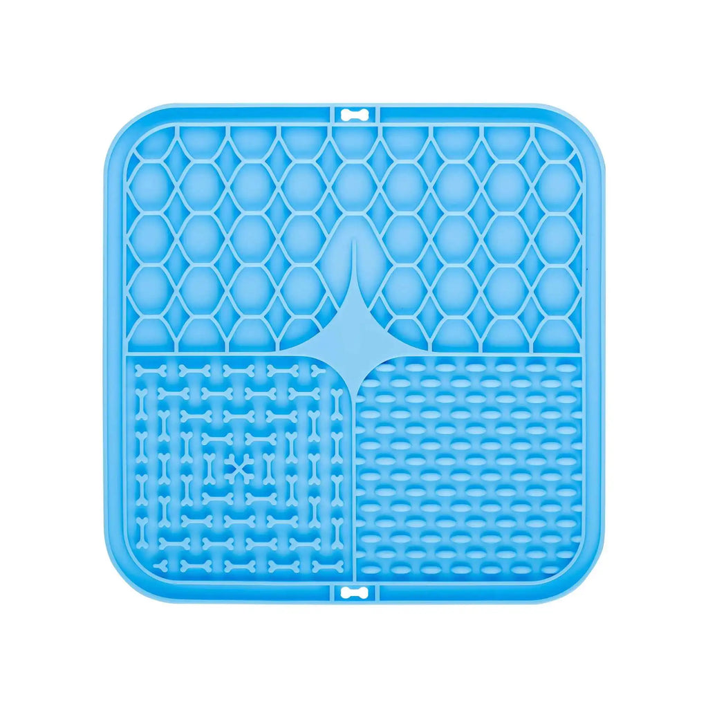 Food Grade Silicone Pet Dog and Cat Anti-Choking Slow Eating Tableware Tray Licking Mat Licking Plate Pet Yogurt Placemat Oasis Select blue-1pcs 15.5cmX15.5cm