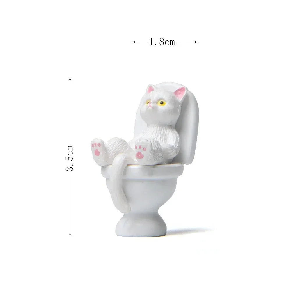 Funny Cat Spiritual Consolation PVC Appearance Toilet Office Mini Animal Cat Party Supplies Miniature Desk Decoration Oasis Select WT-GZ