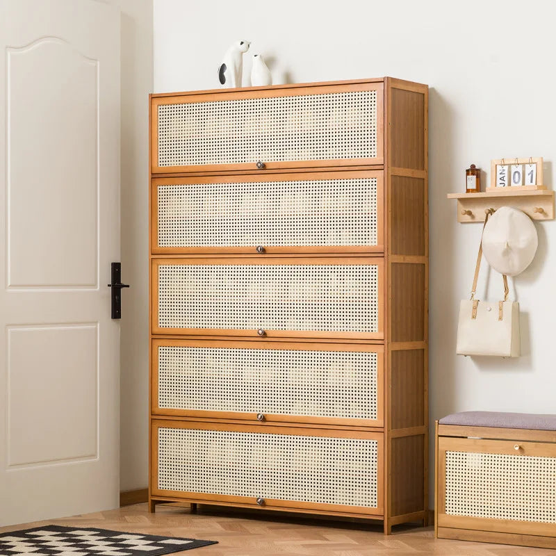 Imitation rattan woven shoe cabinet, simple shoe rack at the door of the home, economical, good-looking indoors Oasis Select