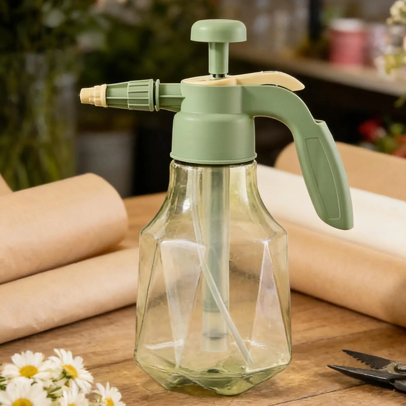 Watering Spray Adjustable Spray Bottle 1.5L Pump Pressure Leak-Proof Handheld Plastic Watering Can for Home Garden Plants Clean Oasis Select