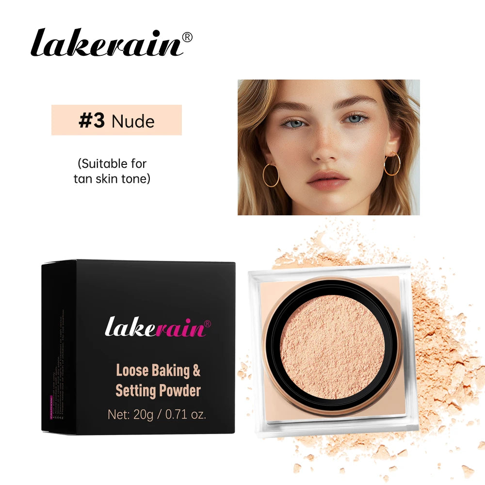 Loose Setting Powder And Puff Set Oil Control Long Lasting Natural Face Smooth Matte Finish Loose Powder Makeup Cosmetics Oasis Select 03 Nude