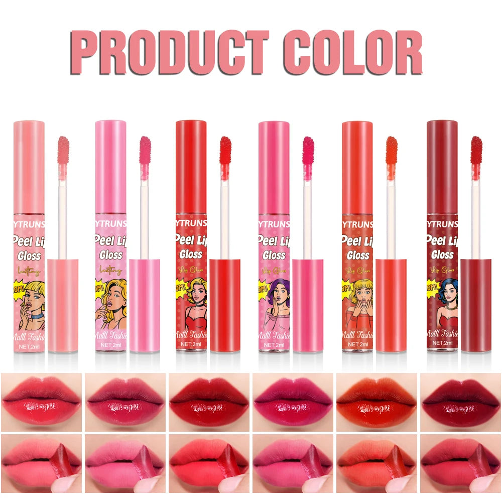YTRUNS 6-Color Waterproof Peel-Off Liquid Lip Gloss Set