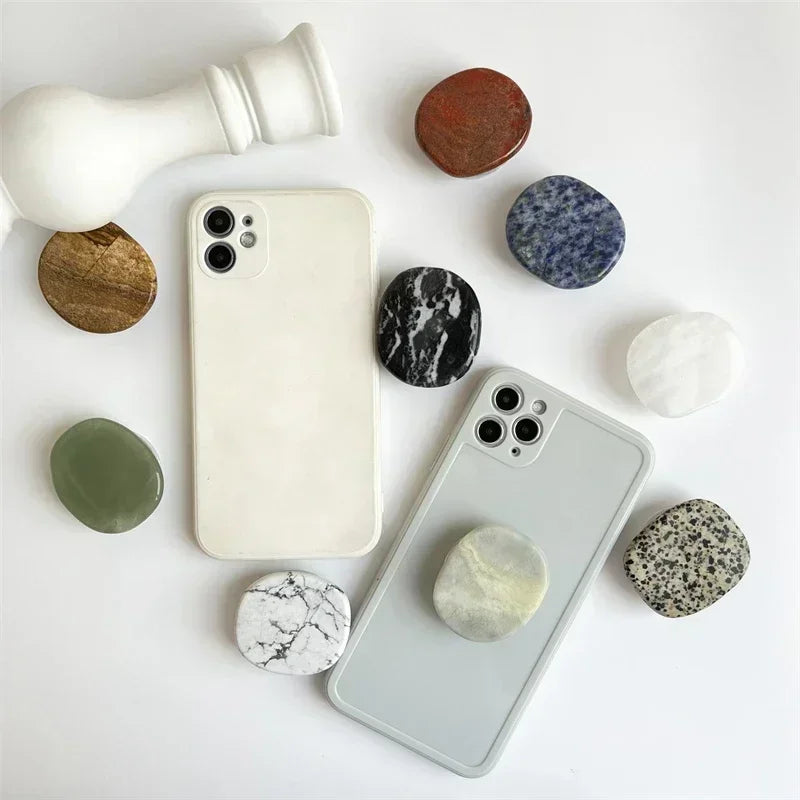 Natural Stone Shaped Phone Socket Holder Finger Grip Bracket Support Telephone for IPhone 15 14 13 Samsung Pocket Socket Stand Oasis Select