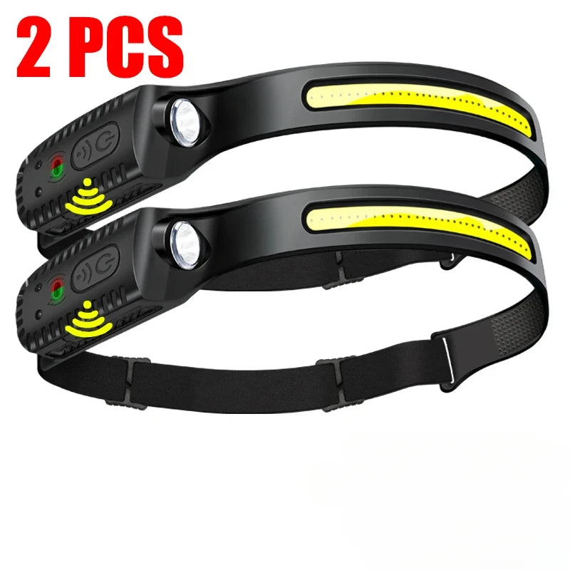 KDULIT XPE+COB LED Headlamp | USB Rechargeable, Motion Sensor