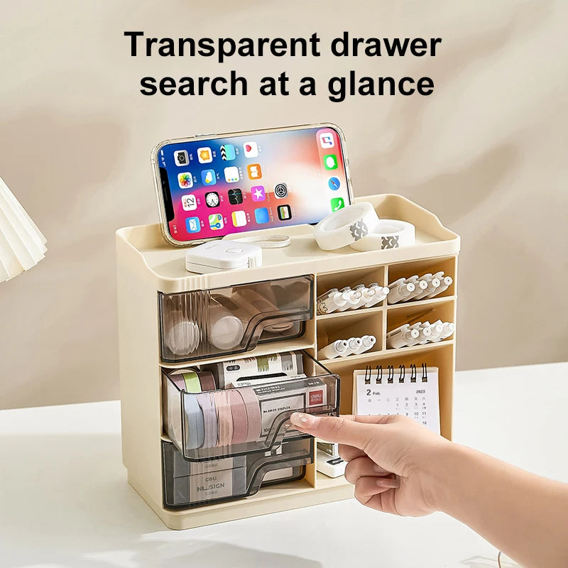 Desk Organizer,Desktop Stationary Organizer Caddy,with Pen Holder,3 Drawers,for School, Home, Office Supplies Oasis Select
