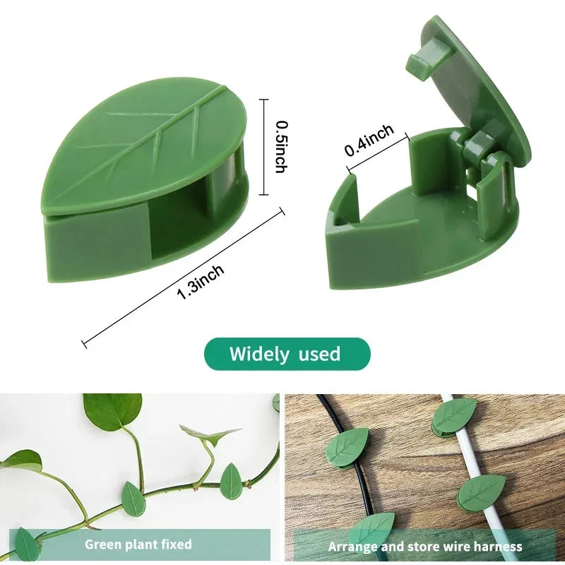 10pcs Leaf-Shaped Plant Holder Green Plant Climbing Wall Gods Sticky Hooks Vine Clip Fixer Multifunctional Flower Hangers Holder Oasis Select