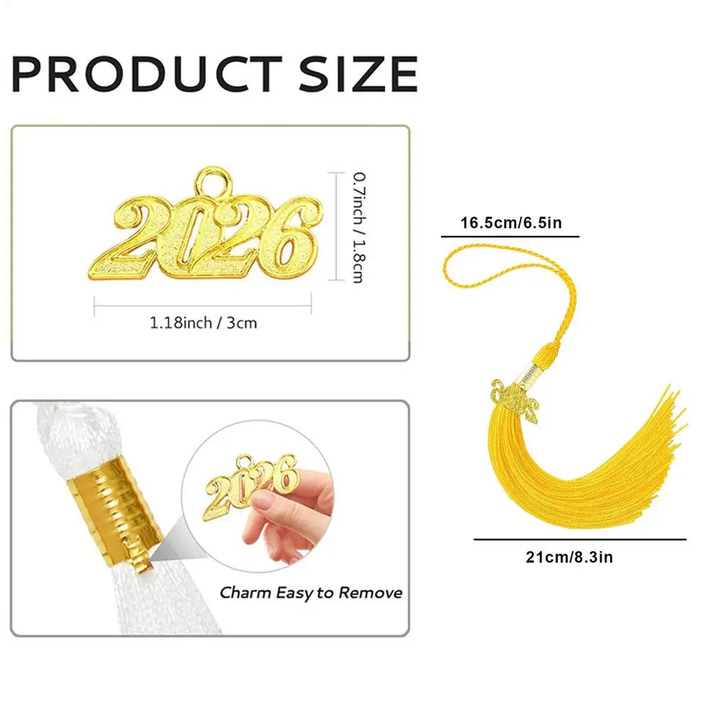 2026 Tassel Graduation Soft Decorative Memorial Party Supplies Grad Hat Tassel for High School for Graduate Students Teens Oasis Select Gold