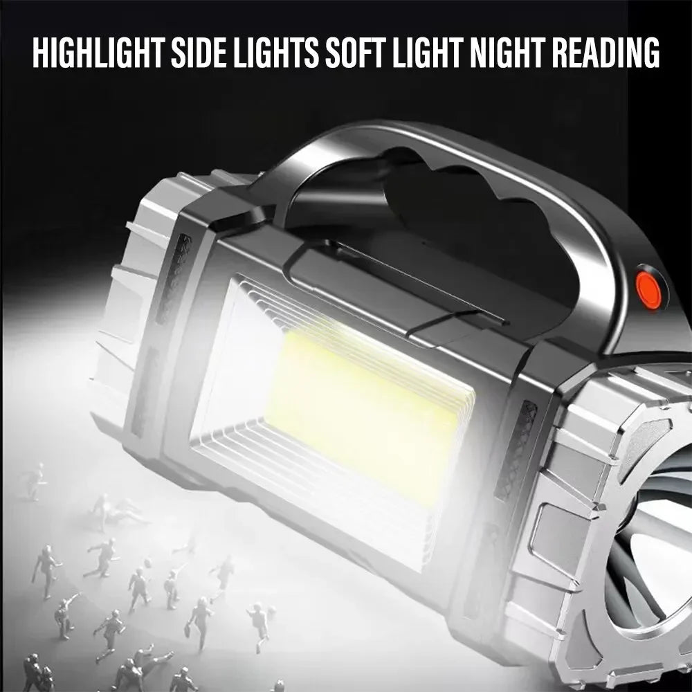 Solar LED COB Flashlight with Power Bank | Waterproof Outdoor