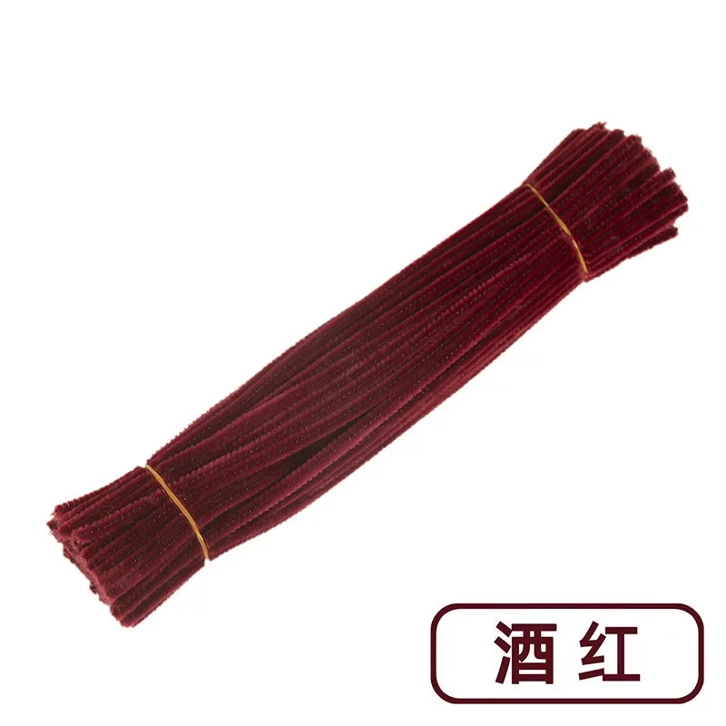 100pcs Set Plush Chenille Craft Sticks Flexible Twisted Wire Strips DIY Handmade Making Materials Creative Hobby Supplies Oasis Select Winered
