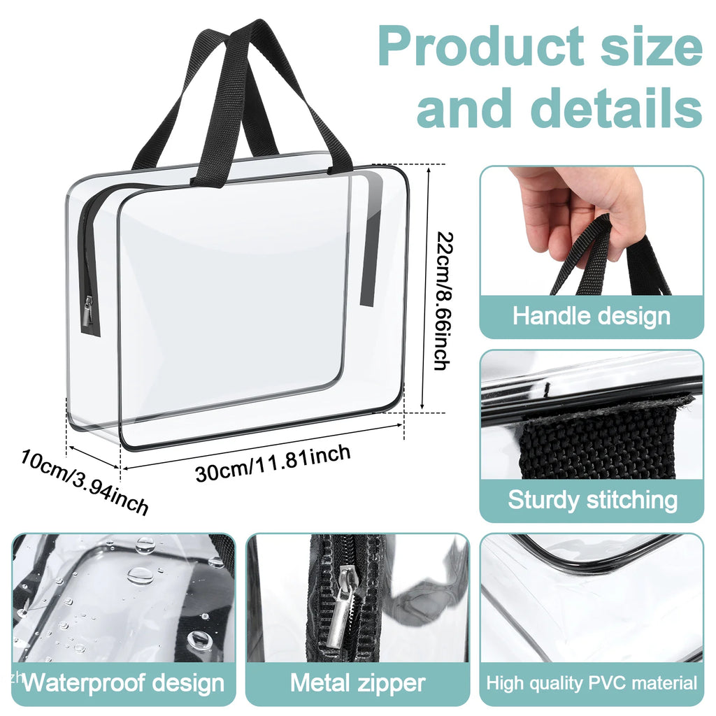 4/6Pcs PVC Makeup Storage Bags Portable Large Capacity Waterproof Clear Organizer Bag with Zipper for Travel Washing Household Oasis Select