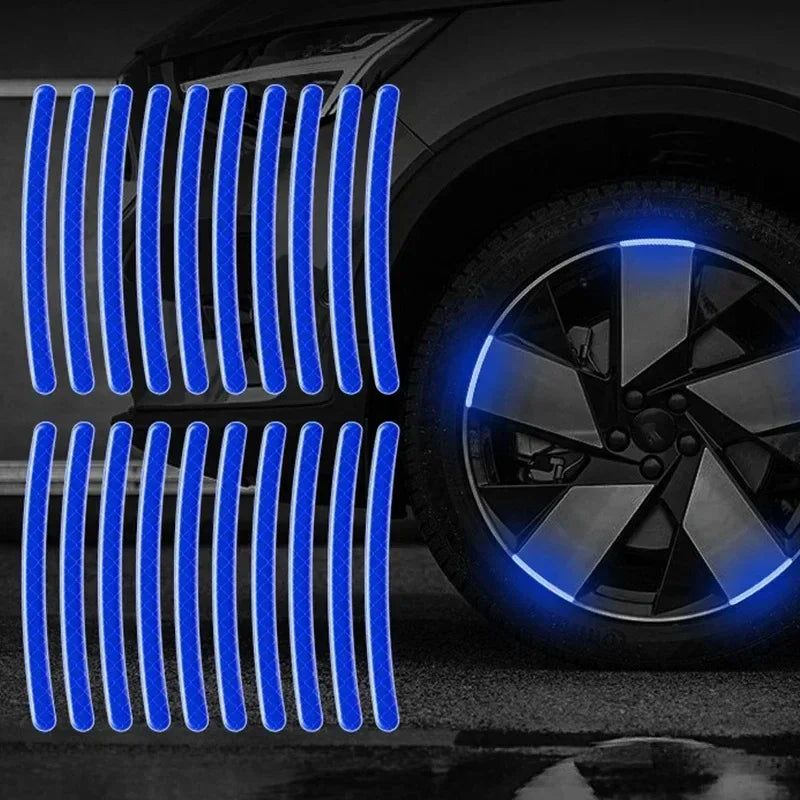 Car Wheel Hub Reflective Sticker Tire Rim Reflective Strips Luminous for Night Driving Car Bike Motorcycle Wheel Sticker Oasis Select 20Pcs Blue