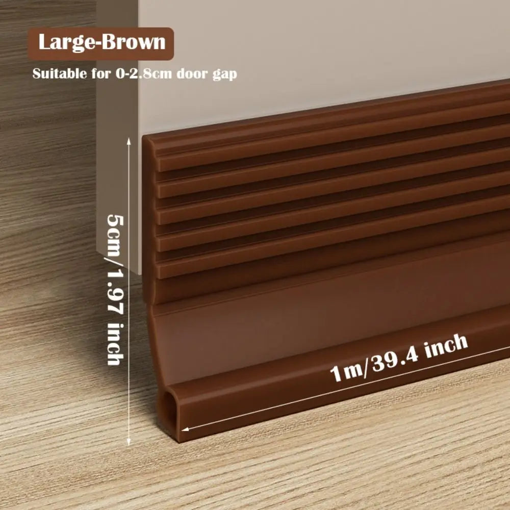 Soundproof Door Bottom Sealing Strip Self-adhesive Insect Prevention Door Draft Stopper PVC 100cm Weather Stripping Bedroom Oasis Select Large-Brown